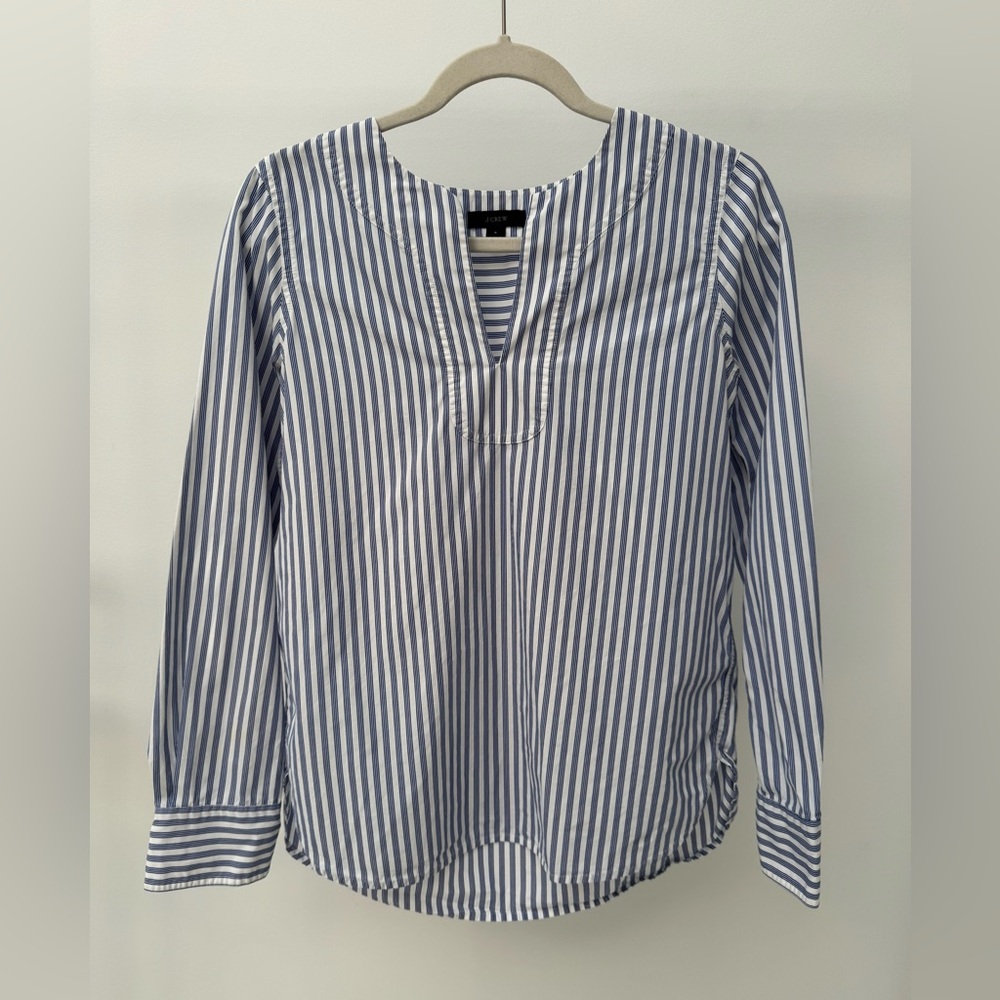 J. Crew‎ Blue & White Striped Pullover Blouse, Size 2